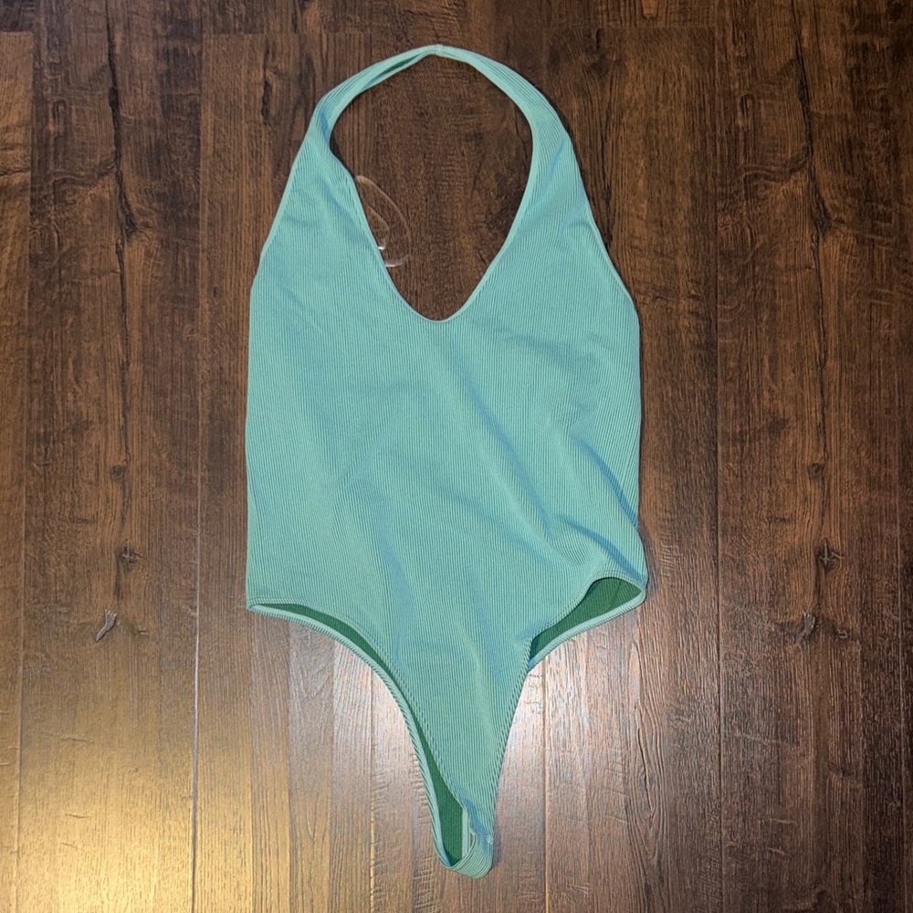 Wild Fable Aqua Green Halter Bodysuit